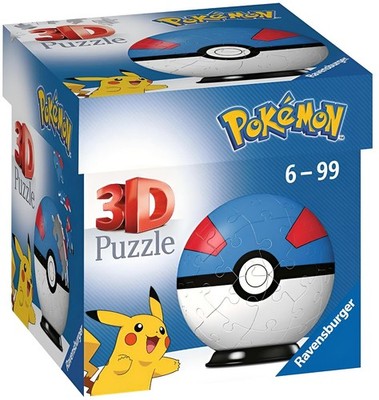 GW549d Ravensburger - 3D Puzzle-Ball - Pokémon Pokéballs - Superball, Neu & OVP