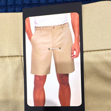 Banana Republic Beige Cotton Chino Shorts Flat Front Solid Slash Pockets Button
