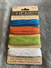 Vintage Color Hemp Cord Card 20lb 1mm Hemptique HM16   4 colors 29.8ft each