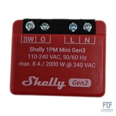 Shelly 1PM Mini Gen3 | WLAN Smart Relais Schalter | 1 Kanal 8A | Strommessung |