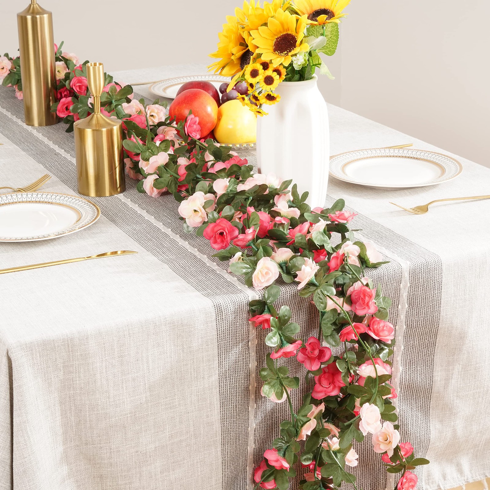 5Pcs 41Ft Flower Garland Artificial Rose Vines for Bedroom, Cute Fake Hanging...