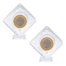 2 Pcs Coin Display Case Stand Holders for Collectors 3D Rotatable Clear