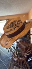 Vintage Bullhide Women Straw Cowboy Hat Size Large