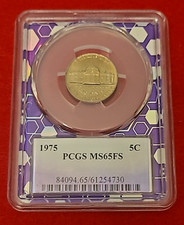 1975 Jefferson Nickel PCGS MS65 FS (Full Steps) in Trader Bea Slab Purple