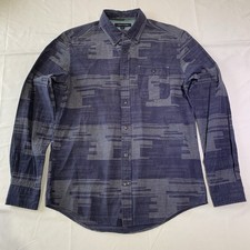 Tommy Hilfiger Mens Blue Button Up Shirt Small Custom Fit Geometric Cotton