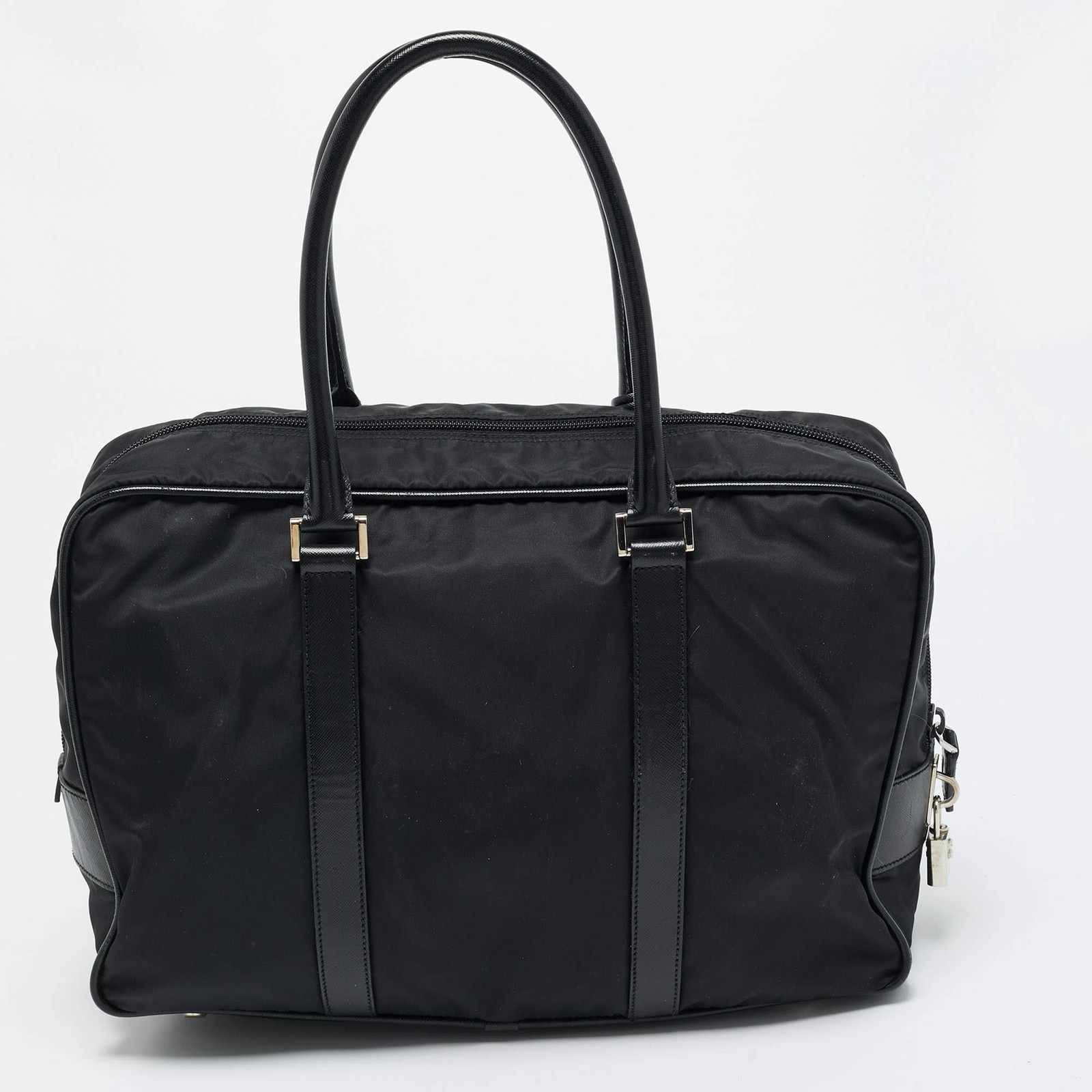 Prada Black Saffiano Lux Leather and Nylon Laptop Briefcase Bag thumbnail 4