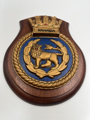HMS Armada Vintage Schiffe Plakette Schild Wappen Royal Navy Battle Destroyer Shield