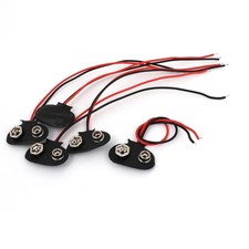 5pcs 2-wire 9V Battery Clips Connector T Type Shell Holder Black Red