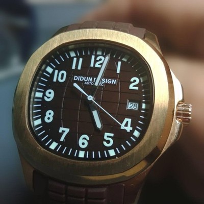 DIDUN DESIGN Automatic Watch Brown Gold Leather Strap From Japan