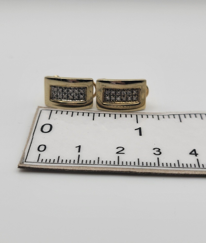 Rectangle Shaped Pave Diamond Post/Clip Earrings … - image 8