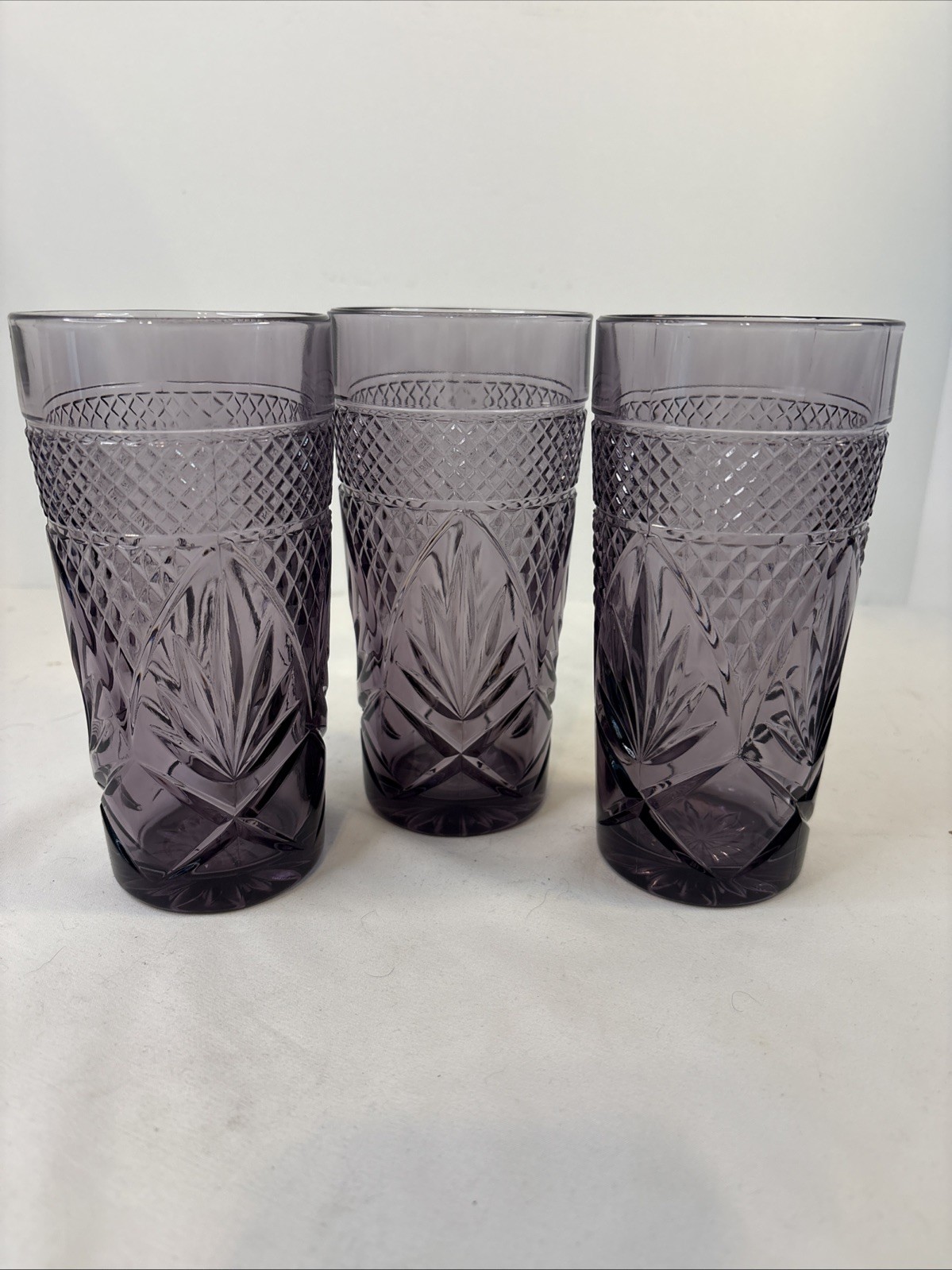 Set of 4 Arcoroc Luminarc Durand Amethyst Glass Highball Tumblers