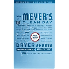 Mrs. Meyer’s Clean Day Dryer Sheets 80 Ct – Rain Water Scent, Plant-Based
