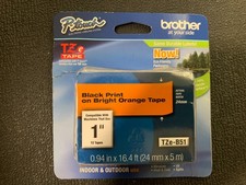 Brother P-Touch TZe-B51 Black Print on Bright Orange Tape 1"
