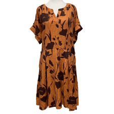 Simply Vera Vera Wang Midi Dress XL Burnt Orange Pockets Cottagecore Prairie