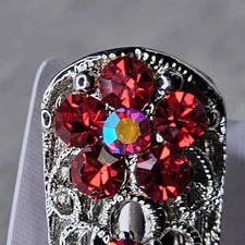 Vintage Alligator 5.5” Hair Clip Red Rhinestone AB Crysral Duck Bill Beak Y2K