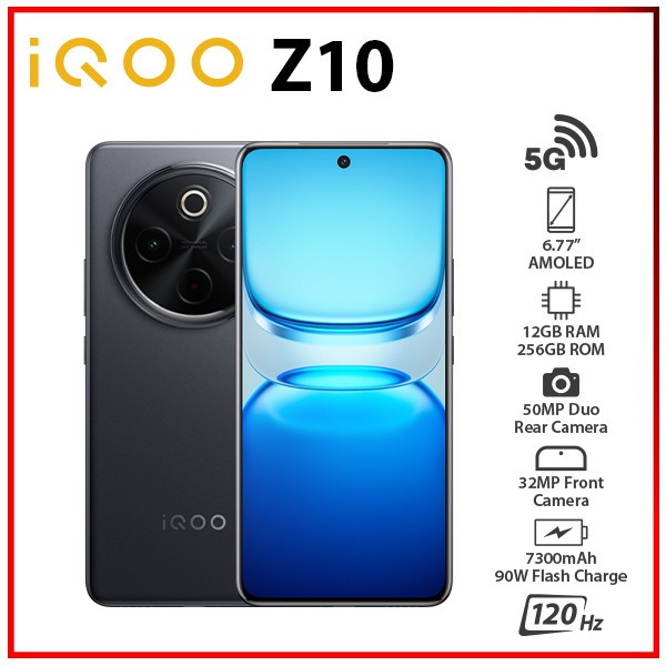 iQOO Z10 5G 12GB+256GB BLACK Dual SIM Unlocked Octa Core Android