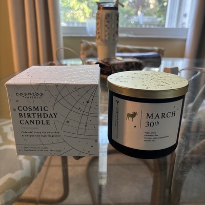 March 30th Birthday Candle, Personalized, Aries, 3 Wick Soy Candle