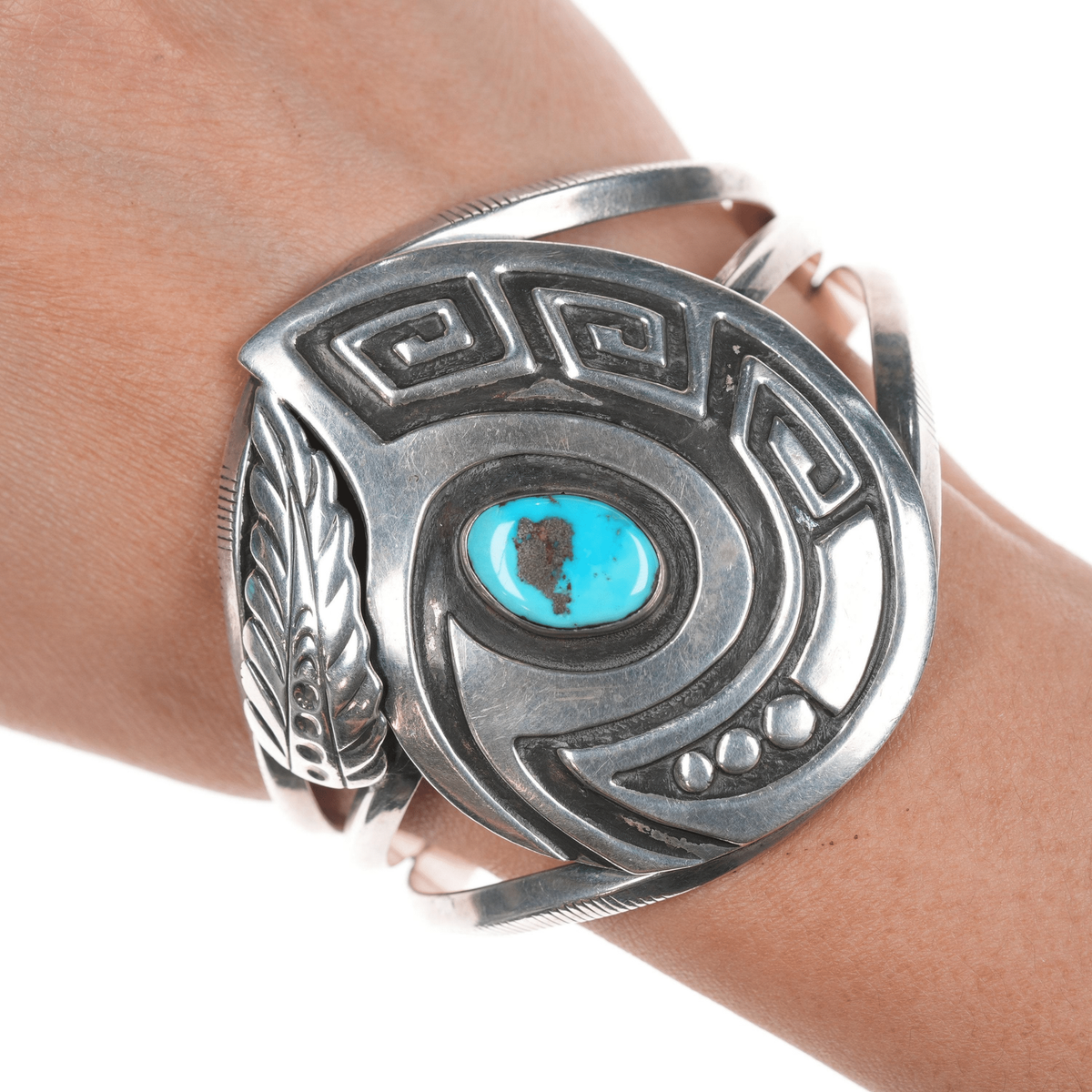 アクセサリー Vintage Navajo Turquoise Silver Bracelet native-american-jewelry-navajo
