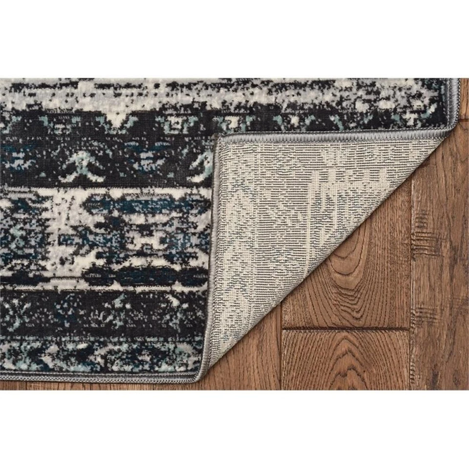 Linon Vintage Aztek Power Loomed Microfiber Polyester 2'x3' Rug in Gray - Image 3 of 4