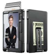 Minimalist Wallet Men Slim Aluminum Metal Money Clip Card Holder RFID Blocking
