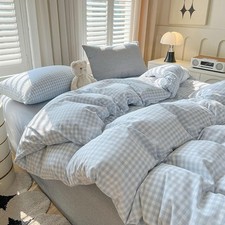 Nayoroom Gingham Duvet Cover Queen Size Blue White Plaid Checkered Comforter ...