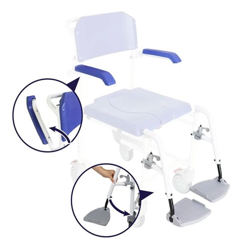 KMINA PRO Wheelchair Commode Bedside Toilet Chair Blue - Picture 4 of 8