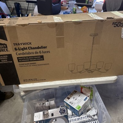 Chandelier , Project Source Traywick 6-Light Matte Black Transitional, MSRP $140