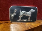 1 OZ BEAGLE DOG SILVER ART BAR  .999 FINE SILVER