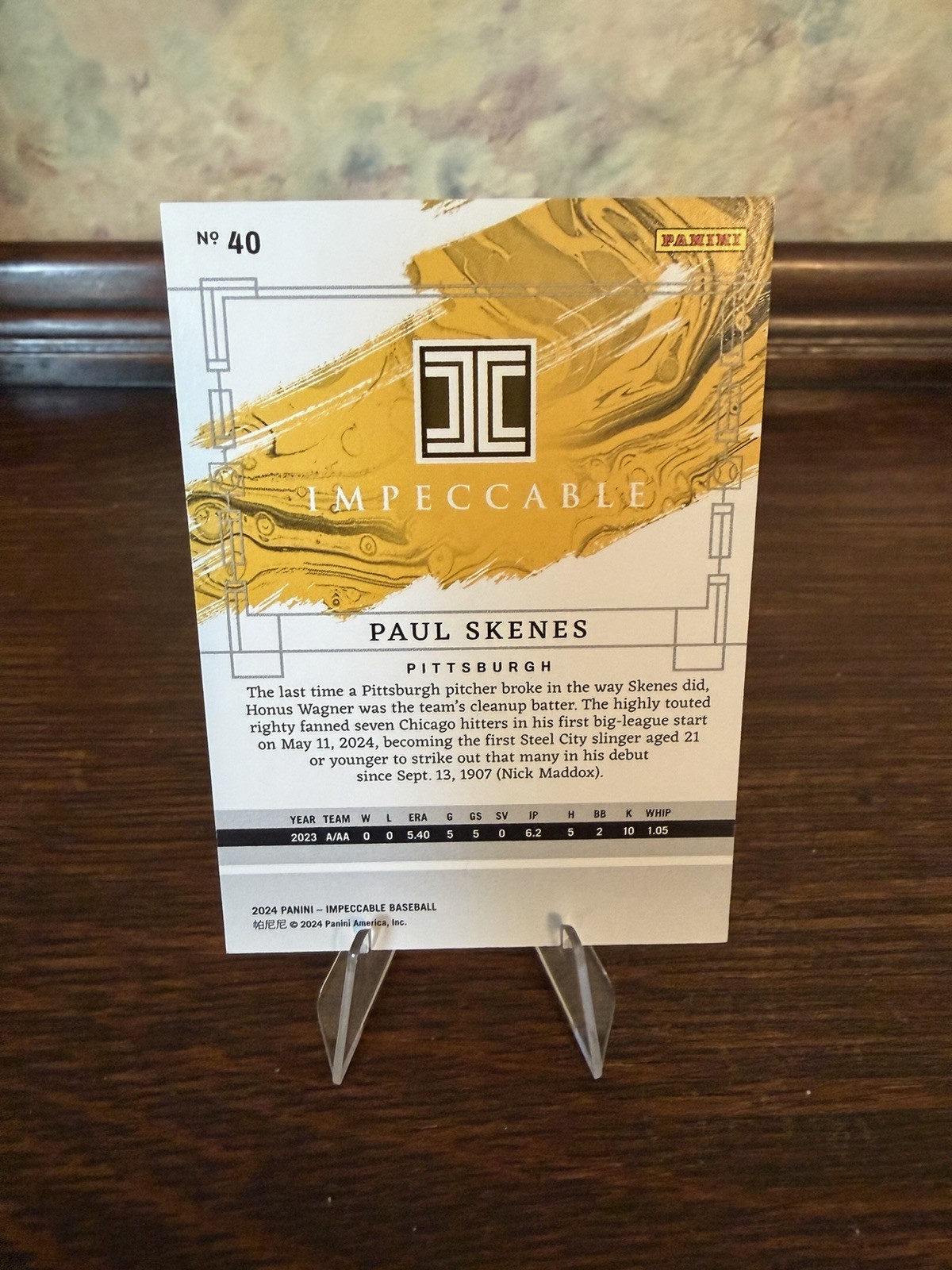 2024 Panini Impeccable - Paul Skenes #40 Holo Gold /10 (RC)