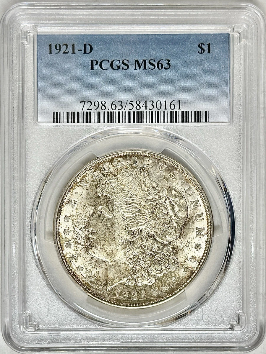 Denver MS 63 Graded 1921 Year Morgan US Dollars (1878-1921) for