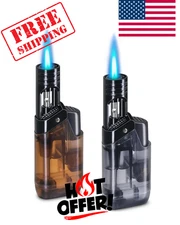 2 Pack Torch Lighter Mini Butane Multipurpose Utility 2 Pack, Brown+black 