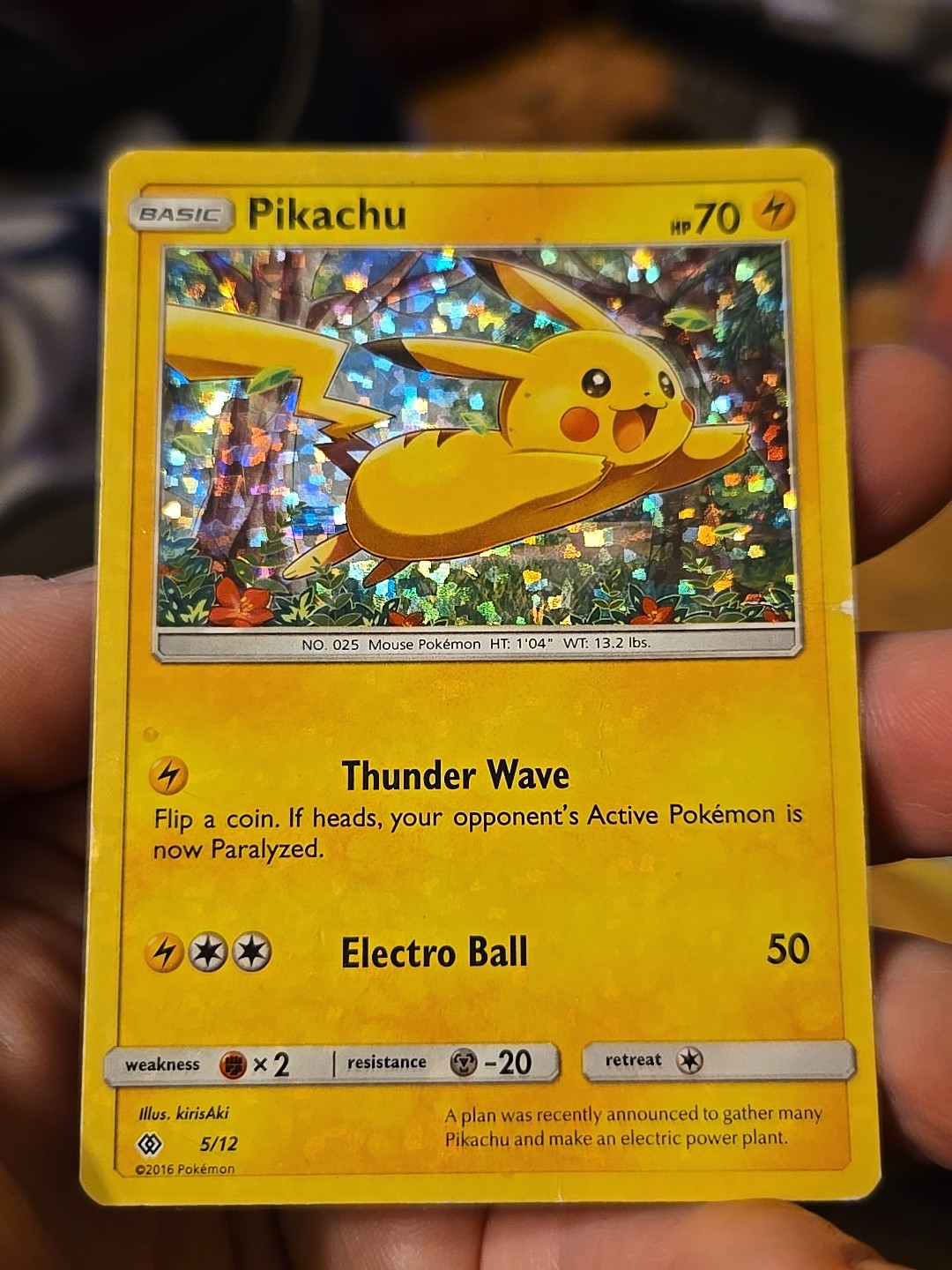 Pokemon Pikachu Card 2016 McDonald's Set 5/12 Holo Foil Promo HP-DMG