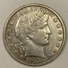 1915-S Barber Half .50. Sharp Extra Fine. 