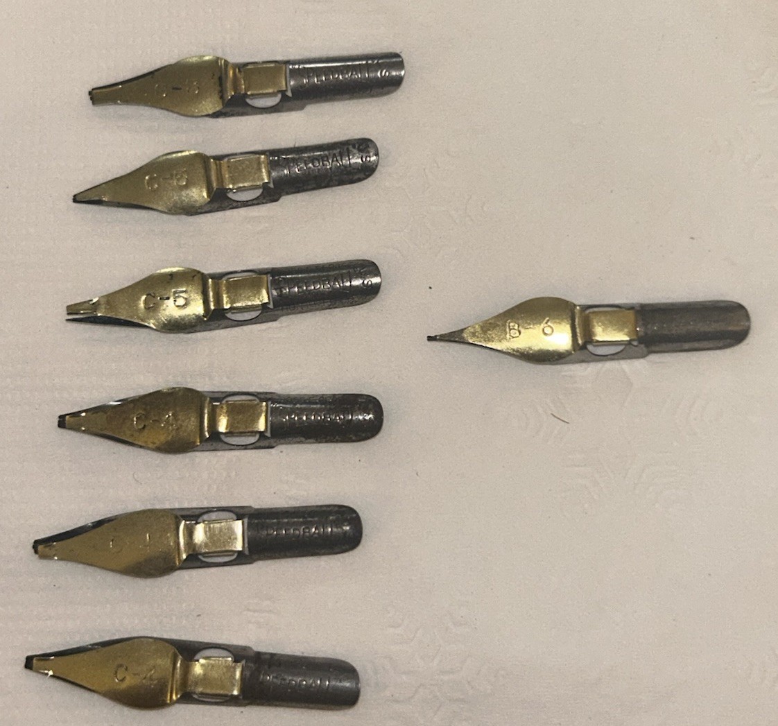 Vintage Lot Of Dip Pen Nibs Ink Bottle R.Esterbrook Hunt Shakespearean ...