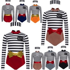 Girls Outfits Festival 3 Piece Cosplay Jumpsuit Theme Bodysuit Black-and-White