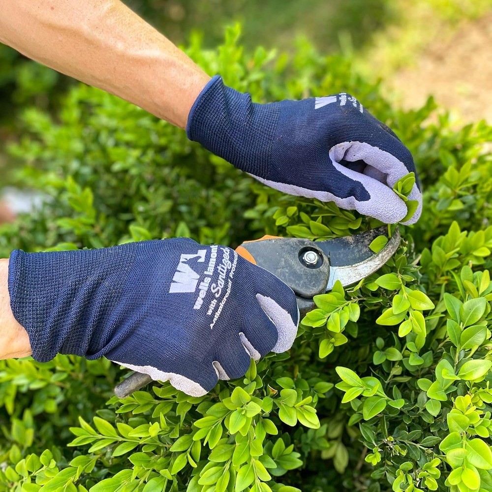 Sanitized Coated Work and Gardening Gloves for Women Navy Large Size