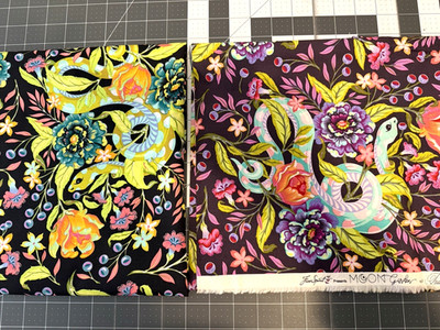 2 FQ Tula Pink MOON GARDEN HISSY FIT  Snake Cotton Quilt Craft Fabric FLORAL OOP