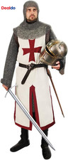 Mens Crusader Costume Knights Templar Tunic with Belt for Ren Faire