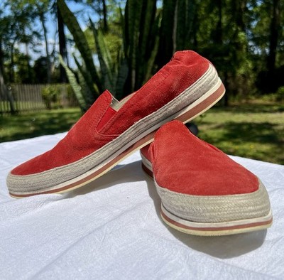 Prada Red Suede Slip-On Loafers Prada Suede Loafers - Red | Editorialist main image 2