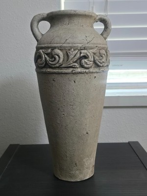 Vintage, Hosley Potteries, Rustic Stone-Look Amphora Urn Vase 14'' tall 4-7'' diam