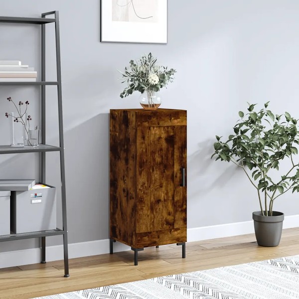 Sideboard RäUchereiche 34,5X34X90 Cm Holzwerkstoff Schmal Und Hoch-image