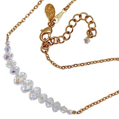 VTG Signed Kirk s Folly Gold Tone Aurora Borealis Crystal Bar Necklace Sparkling