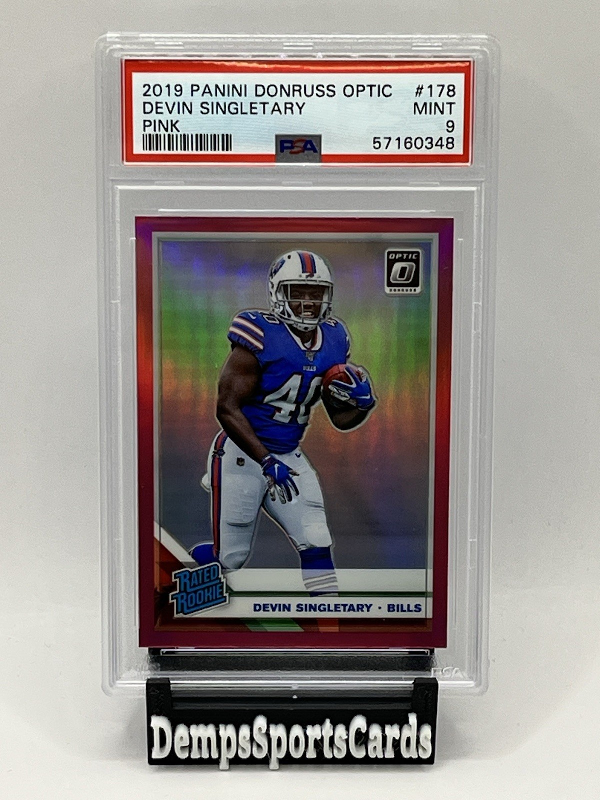 2019 Panini Donruss Optic Devin Singletary PSA 9 Pink Rated Rookie #178 Bills RC