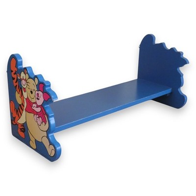 90's Winnie the Pooh Wall Book Shelve 71cm Blue Paint Wooden Rack Disney Vintage