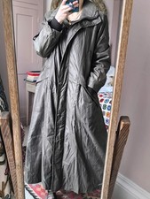 Creenstone Luxury Fit and Flare Maxi Coat Jacket Long Alt Raincoat Mac 12 14