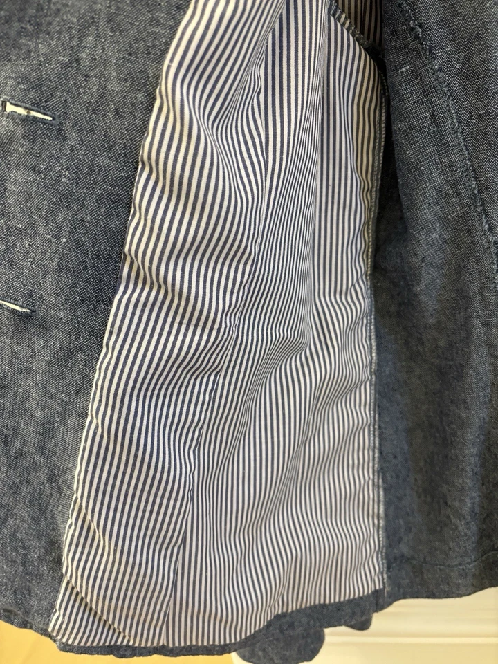 Amber Sun Blazer Women’s Size Large Blue Linen Cotton Blend Button Front Jacket - Image 4 of 4