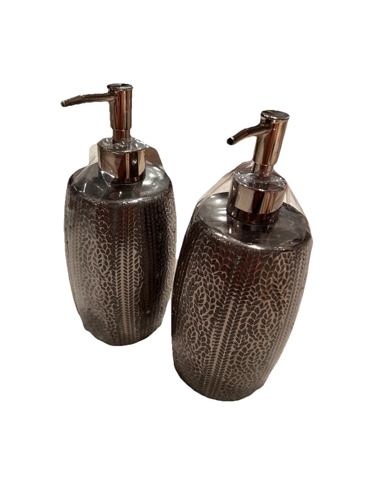 Juego de 2 Dispensadores de Jabón Decorativos - Acabado Bronce Oscuro Texturizado Foto 4 de 4