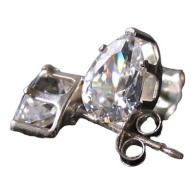 April Birthstone Cubic Zircon Sterling Silver Earrings | 7x5mm | 1 Pair |