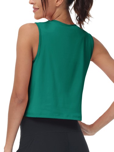 Magliette palestra donna canottiere cropped allenamento atletico muscoli senza maniche - Foto 115 di 117