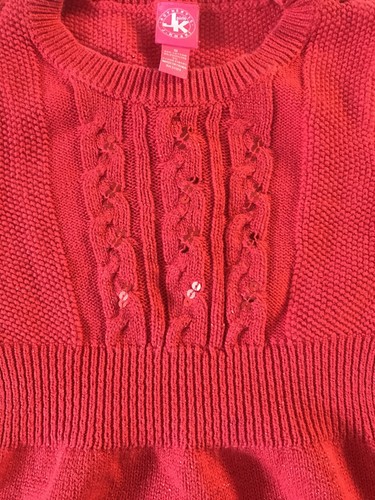 Girls Small 5/6 Sweater Dress Red Shimmery J. Khaki - Picture 7 of 7